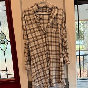 Plaid Button-Up sleep wear